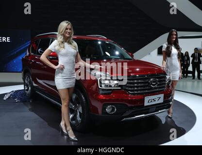 Detroit, USA. 9. Januar 2017. Chinas Guangzhou Automobile Group Motor (Motor GAC) debütiert der Trumpchi SUV GS7 während der 2017 North American International Auto Show (NAIAS) in Detroit, USA, 9. Januar 2017. © Wang Ping/Xinhua/Alamy Live-Nachrichten Stockfoto