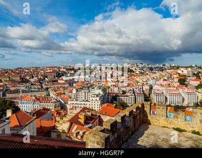 Portugal, Lissabon, Stadtbild betrachtet von Sao Jorge Castle. Stockfoto