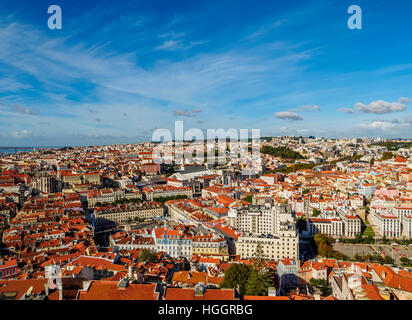 Portugal, Lissabon, Stadtbild betrachtet von Sao Jorge Castle. Stockfoto