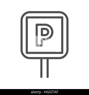 Parkplatz Schild dünne Linie Vektor Icon Isolated on White Background. Stock Vektor