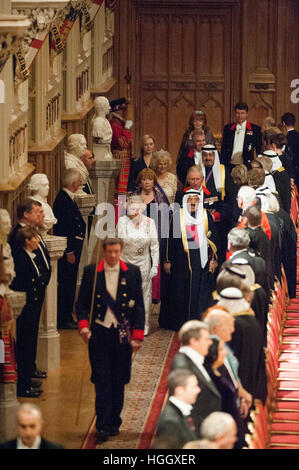 Staatsbankett für seine Hoheit The Amir des Staates Kuwait von HM The Queen in Windsor Castle. Stockfoto