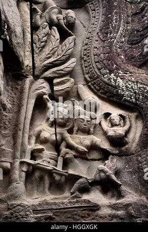 Banteay Samré ist ein Tempel in Angkor, befindet sich östlich der Ost-Baray. Unter Suryavarman II und Yasovarman II im frühen 12. Jahrhundert erbaut, ist es ein Hindu-Tempel in Angkor Wat-Stil. (Angkor Komplex verschiedene archäologische Hauptstädte Khmer Reich 9-15. Jahrhundert Angkor, Kambodscha) Stockfoto