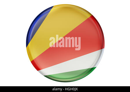 Badge mit Flagge der Seychellen, 3D-Rendering isolierten auf weißen Hintergrund Stockfoto