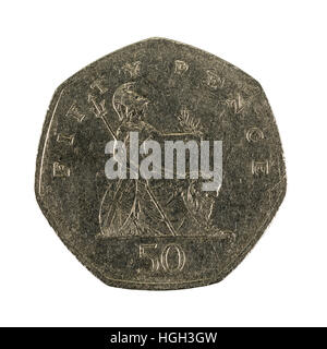 Britische fünfzig Pence Münze, 1997 Stockfoto