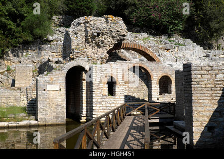 Schatzkammer der Asklepios-Heiligtum, Ruinen von Butrint, Region Vlora, Albanien Stockfoto