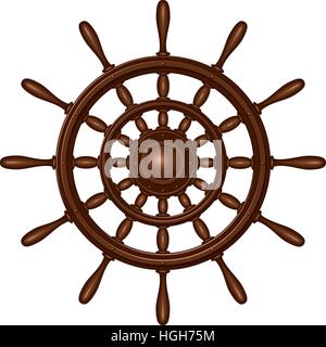 Holzlenkrad, isoliert auf weiss Stock Vektor