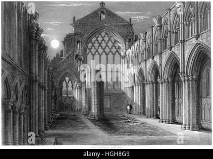 Eine Gravur der Holyrood Chapel, Edinburgh, Schottland, Großbritannien, gescannt mit hoher Auflösung aus einem 1859 gedruckten Buch. Glaubte, dass es keine Urheberrechte gibt Stockfoto