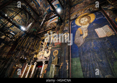 Das Fresko des Christus Pantokrator - Kloster Decani, 14. Jahrhundert Stockfoto