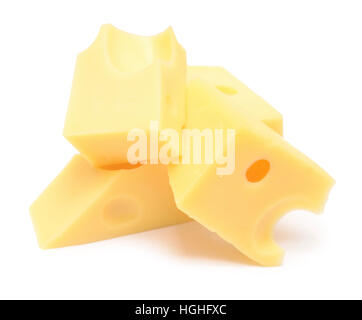 Käse, isoliert auf weißem Hintergrund Stockfoto