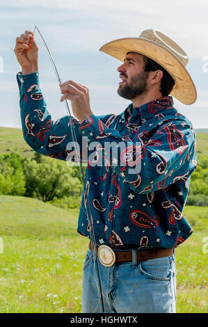 USA, Wyoming, Wolf, Eaton Ranch Porträt der Ranch hand Ethan Brown Stockfoto