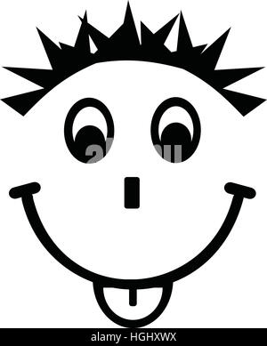 Konfrontiert mit Lächeln Zunge und verrückte Frisur Stockfoto