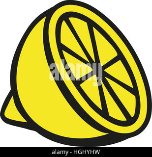 Eine halbe Zitrone-Cartoon-Stil Stockfoto