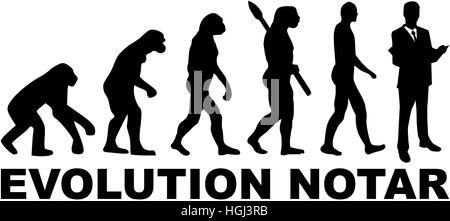 Evolution-Notar mit deutschen Berufsbezeichnung Stockfoto