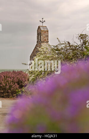 Überreste der St. Brynach's Church in Cwm yr Eglwys, Pembrokeshire Coast National Park, Wales UK im Mai Stockfoto