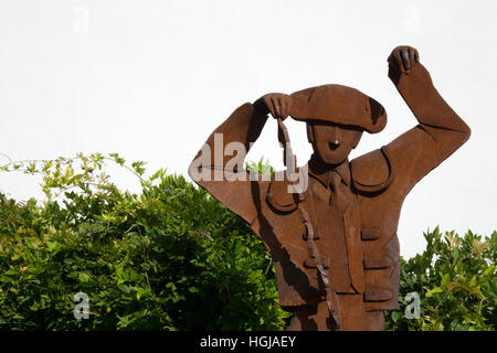 Rostiges Metall-Statue von Matador Bull Fighter Banderilleros außerhalb Plaza DeToros, Ronda, Andalusien, Andalucia, Spanien Stockfoto