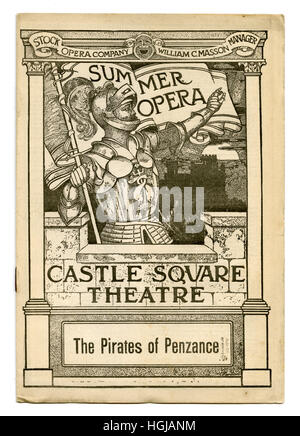 Antike Theaterprogramm aus Castle Square Theatre, Woche der 30. Juli 1906 für The Pirates of Penzance, in Boston, Massachusetts. Stockfoto