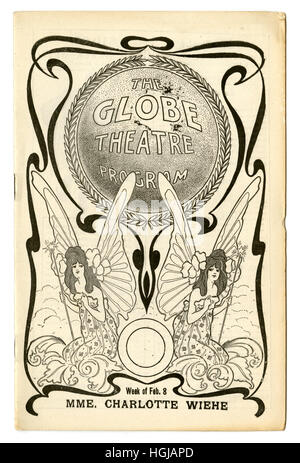 Antike Theater-Programm von The Globe Theatre, Woche des 8. Februar 1904, bei der Washington Street in Boston, Massachusetts. Stockfoto