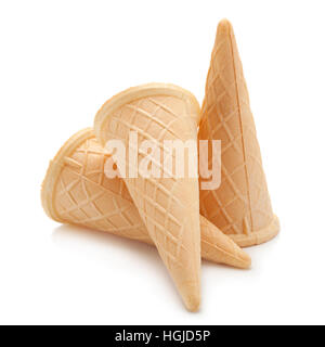 Waffel Kegel Closeup isoliert auf weißem Hintergrund Stockfoto