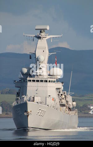 BNS Leopold ich (F930), Karel Doorman-Klasse Fregatten der belgischen Marine, zu Beginn der Übung Joint Warrior 16-2 Stockfoto