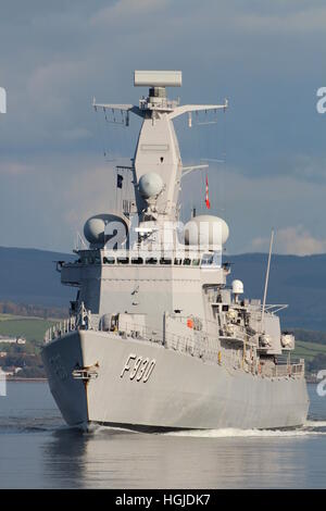 BNS Leopold ich (F930), Karel Doorman-Klasse Fregatten der belgischen Marine, zu Beginn der Übung Joint Warrior 16-2 Stockfoto