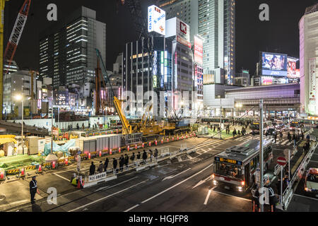 Baustelle, Shibuya Station westlichen Eingangsbereich, Shibuya, Tokyo, Japan Stockfoto