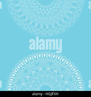 Set Mandala Osmanischen Motiven runden blauen Hintergrund Stock Vektor