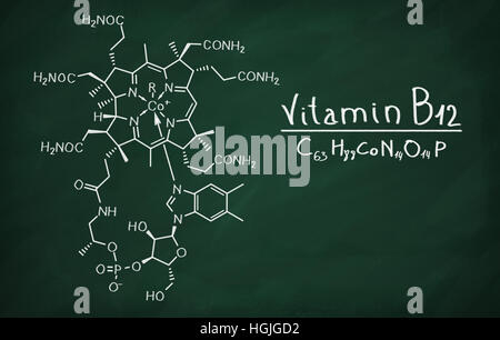 Strukturmodell des Cobalamin an die Tafel. Stockfoto