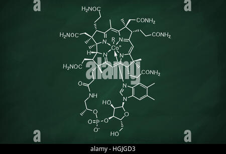 Strukturmodell des Cobalamin an die Tafel. Stockfoto