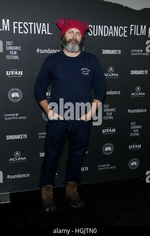 Park City, USA. 21. Januar 2017. Nick Offerman im Ankunftsbereich für 'The Hero' Premiere beim Sundance Film Festival 2017, The Library Theater, Park City. Bildnachweis: James Atoa/Everett Collection/Alamy Live-Nachrichten Stockfoto
