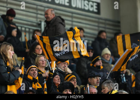 Parma, Italien. 22. Januar 2017. London Wasps Fans sind bereit für das Spiel gegen Zebre in EPCR Champions Cup © Massimiliano Carnabuci/Alamy Nachrichten Stockfoto