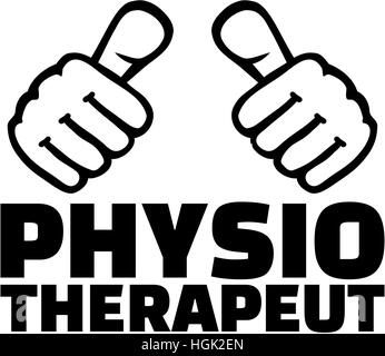 Physiotherapeut mit Daumen. Deutschen t-shirt-Design. Stockfoto