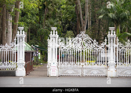 Historisches Eingangstor, Sir Seewoosagur Ramgoolam Botanic Garden Pamplemousses, Mauritius Stockfoto