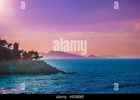 Hydra-Insel an einem Sommerabend in Griechenland. Stockfoto