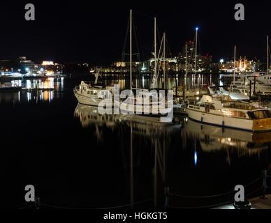 Boote am dock in den inner Harbour in Victoria, BC, Kanada. Stockfoto