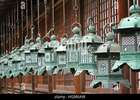 Kasuga Grand Shrine hängenden Bronze Laternen Stockfoto