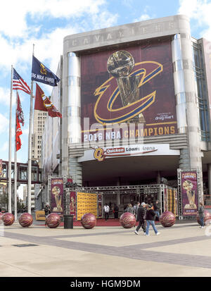 Q-Arena, Heimat der Cleveland Cavaliers Basketball-Team, außerhalb der Arena nach ihren 2016 Saison NBA-Champion. Stockfoto