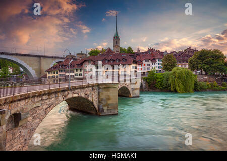 Bern. Stadtbild Bild von Bern, die Schweiz während des Sonnenuntergangs. Stockfoto