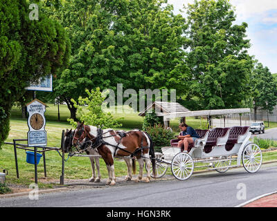 Pferd und Kutschfahrten rund um die historische Stadt Lexington Virginia schließen von Andrew Jackson-Haus Stockfoto