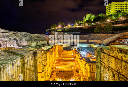 Tarragona Amphitheater bei Nacht - Katalonien, Spanien Stockfoto