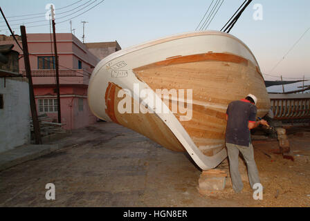 Syrien Arwad Island Carpenter Gebäude ihre Boot Stockfoto