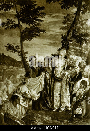 Illustration der Pharaostochter, die das Baby Moses Paolo Caliari (Paolo Veronese) 1528-1588 findet Stockfoto