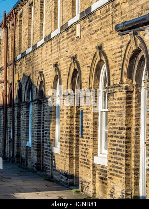 Viktorianischen Reihenhaus Häuser in Saltaire, West Yorkshire, Großbritannien. Stockfoto