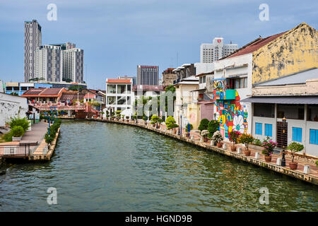 Malaysia, Malacca state, würde Malacca, Unesco Kulturerbe, Kanal, Wandmalerei Stockfoto