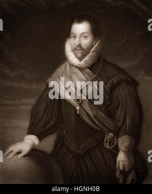 Sir Francis Drake, ca. 1540-1596, ein englischer Seemann, Piraten, Explorer, Vizeadmiral und der erste englische Weltumsegler Sir Francis Drake, Umm 1 Stockfoto
