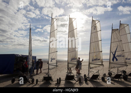 Jersey, Kanalinseln UK auf fünf Meile Strand von St-Ouen Land Yacht Strände Blo Karting Absolute Abenteuer Jersey Stockfoto