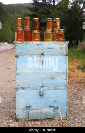 Honig aus der Produktion, in Siebenbürgen, in Rumänien, Osteuropa Stockfoto