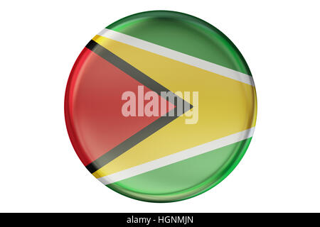 Badge mit Flagge von Guyana, 3D-Rendering isolierten auf weißen Hintergrund Stockfoto