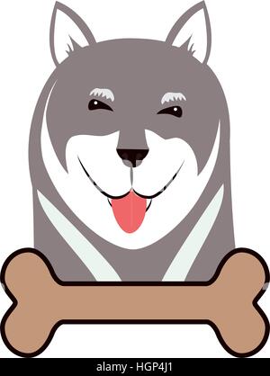 niedlichen Hund und Knochen-Symbol auf weißem Hintergrund. farbenfrohes Design. Vektor-illustration Stock Vektor