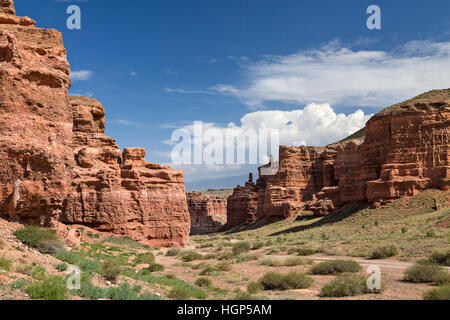 Tscharyn Canyon und das Tal der Burgen, bekannt als Grand Canyon von Kasachstan Stockfoto