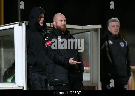 Romford Manager Paul Martin in Romford Vs Thamesmead Town, Ryman League Division 1 Norden Fußball im Schiff Lane am 11. Januar 2017 Stockfoto